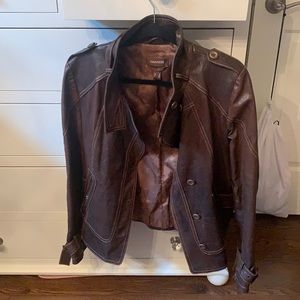 Danier Brown Italian Leather Motorcycle Jacket